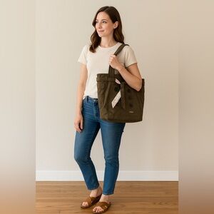 OGIO Hampton's Tote Brown Taupe Black White Large Women's Laptop Bag